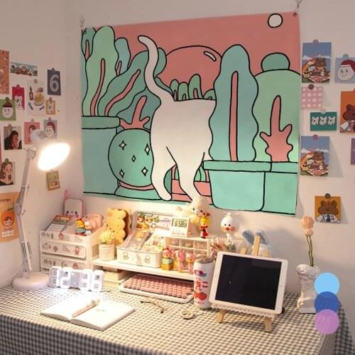 Cat Tapestry Wall Hanging Room Decor Tapestry Bedroom Living Room Aesthetic Decoration Tapisserie Room Decor decoration mural