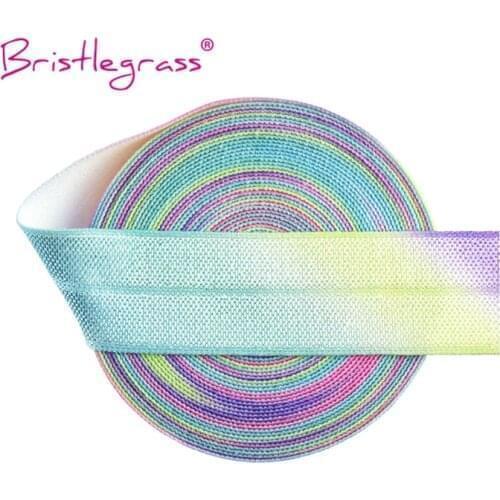 BRISTLEGRASS 100 Yard by Roll 3/4" 20mm Pastel Rainbow Print FOE Fold Over Elastic Spandex Satin Band Hair Tie Dress Sewing Trim