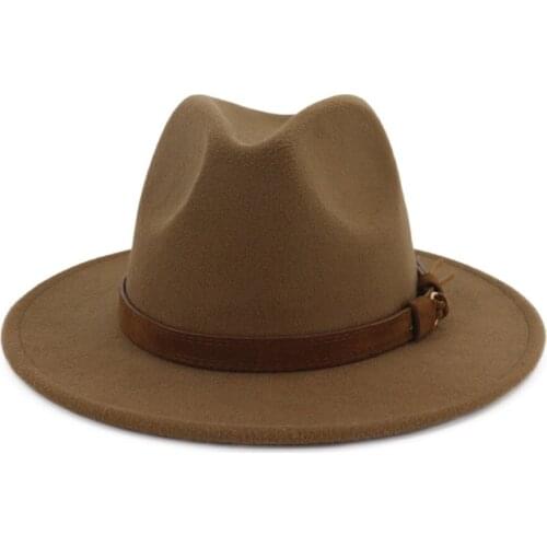 Men & Women Vintage Widehat With Belt Buckle Adjustable Outbacks Hats Sun Hats For Women Fedora Hat Jazz Flat Eave Hat Z0125