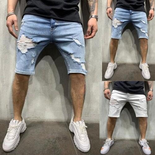 Mens Shorts New Fashion Casual Slim Fit Mens Stretch Short Jeans High Quality Elastic Denim Shorts Zipper Pocket Pant L3
