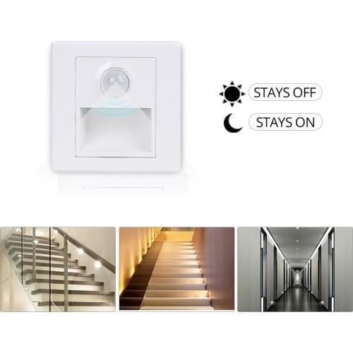 PIR Motion Sensor Night Light LED Stair Light Infrared Human Induction Indoor Wall Lamp Recessed Aisle Ladder 100-265V 86 Box