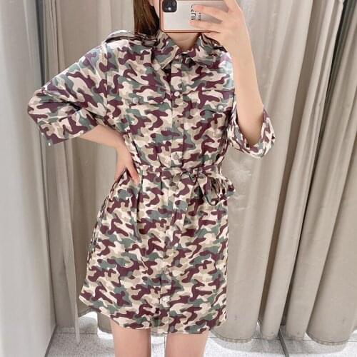 New arrival ladies spring and summer printed dress camping military uniform mini dress