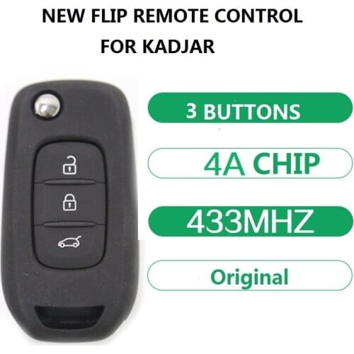 Ziguang Original 3Buttons 433MHZ Flip Remote Control WITH 4A Chip for Renault KADJAR 3 Remote Control with 4A chip for Kadjar