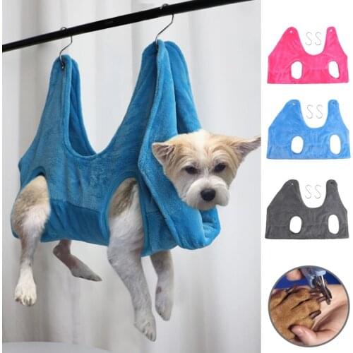 Dog Cat Hammock Towel Helper Soft Flannel Pet Grooming Hammocks Restraint Bag Harness for Nail Clip Trimming Bath Pet Supplies