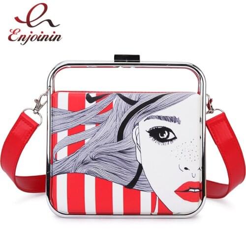 Buckle Fashion Handbag Character Chain Pattern Party Clutch Bag Shoulder Bag for Women Trend Purses and Handbags Bag Pu Leather