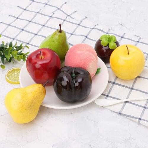 Realistic Lifelike Artificial Fruit Pear Peach Apple Kitchen Fake Display Food Home Decoration Supermarket Restaurant Props W229