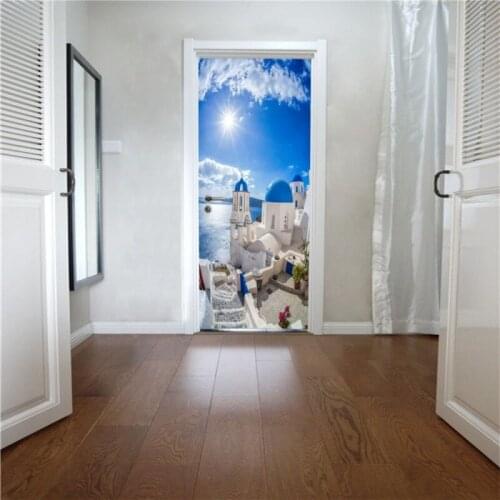 Dropship Colomac Modern Wallpaper City Landscape Wall Door Sticker Waterproof Renovation Self Adhesive Wallpaper 3d Foto mural