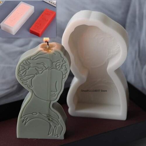 3D Candle Silicone Mold Long Bar Letter Candle Mold Stick Figure Portrait Mold Soft Pottery Soap Mold DIY Candle Making Mould