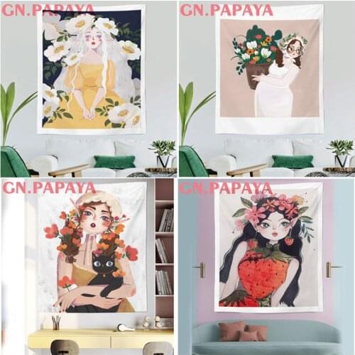 Nordic Illustrations tapestry Ins goblen Bohemian Tapestry macrame Polyester macrame Wall Hanging bohemian wall home decor