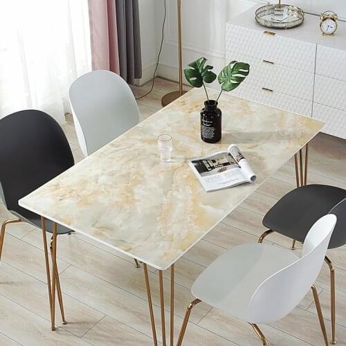Marble texture table tablecloth PVC waterproof table cloth custom dining table mat 1.2mm thick rectangle table Decor protector