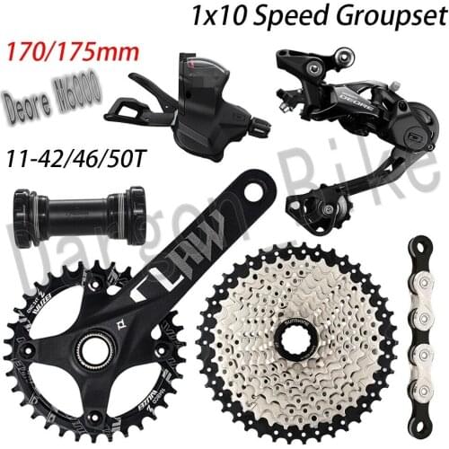 Shimano Deore M6000 1x10 Speed MTB Groupset Prowheel Crankset Sunshine Cassette KMC Chain 170MM/175MM 11-42/46/50T