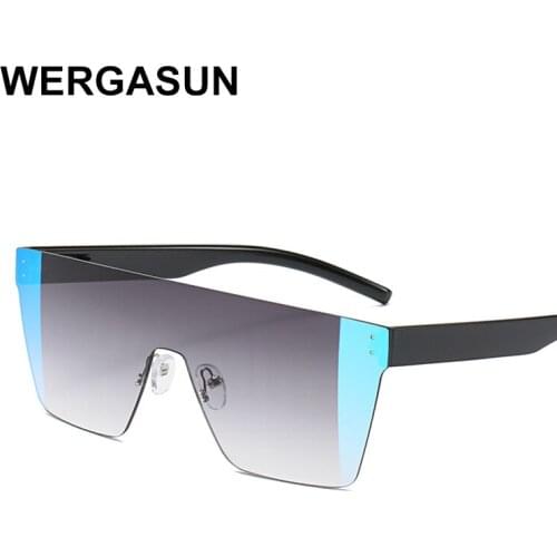 WERGASUN Oversized Sunglasses Women Big Frame Square Flat Top Sun Glasses Female Men Vintage Mirror Shades Gradient UV400