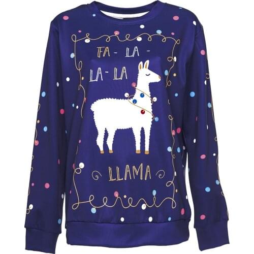 Female Long Sleeve Christmas Hoodie Pullover Sweatshirt Polka Dot Animal Letter Print Womens Sweatshirt Ladies Tops Clothes