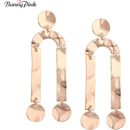 Banny Pink New Punk Geo Statement Studs Earrings For Women Chunky Metal Pendant Post Earrings Fashion Jewelry Pendientes Bijoux