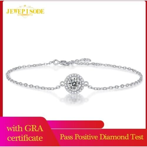 Jewepisode 100% 925 Sterling Silver 0.5CT Real Moissanite Gemstone Charm Bracelets Wedding Engagement Fine Jewelry Drop Shipping