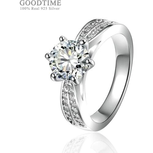 Fashion New Ring 925 Sterling Silver Women Ring Luxury Zirconia Rhinestone Ring Wedding Rings For Bride Girl Party Dress Up