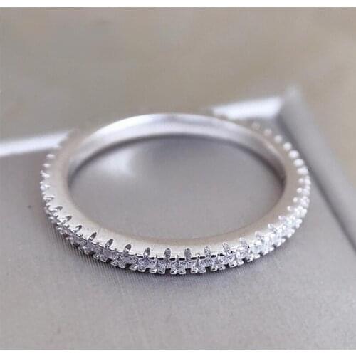 100% Solid 925 Sterling Silver Round Circle Finger Rings for Women Wedding Engagement Fine Jewelry Ring Wholesale Gift