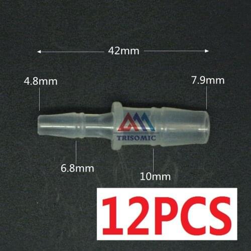 12 pieces 7.9mm*4.8mm Straight Reducing Connector Plastic Fitting Barbed Reducing Connector