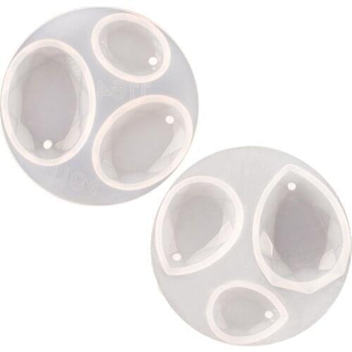 2 Pcs Oval Water Drop Pendant Resin Mold Earring Necklace Keychain Silicone Mold