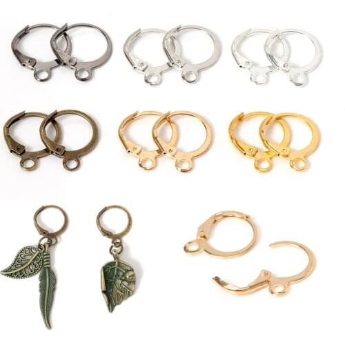 50pcs Earring Hook 13x15mm Gold French Earrings Earwire Fitting Ear Setting Base for DIY Craft Jewelry Making Accessories DIY