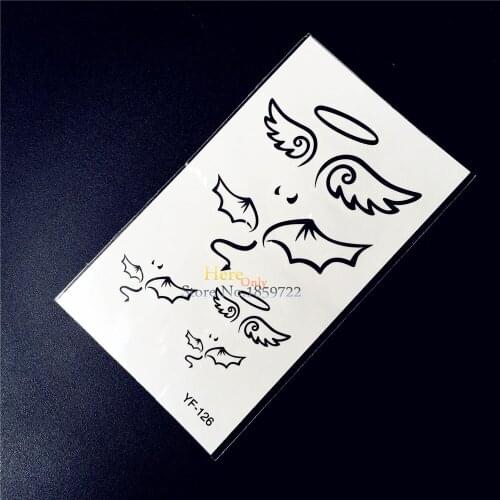 Angel Fairy Designs Waterproof Fake Flash Tattoo Evil Bat Wings Temporary Transfer Tatoo Paste HYF-126 Kids Tattoo Supplies