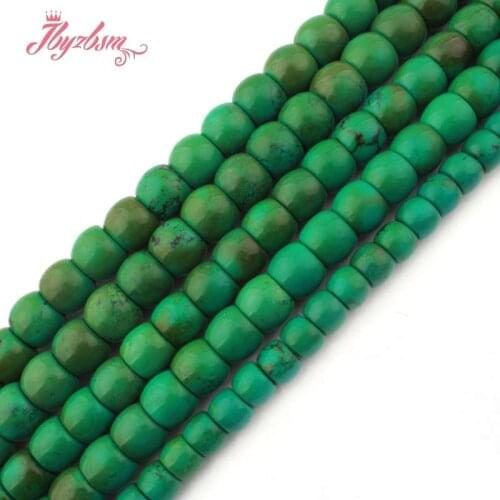 8x10,10x12,12x14mm Drum Green Turquoises Beads Natural Stone Beads For DIY Necklace Jewelry Making Strand 15" Free Shipping