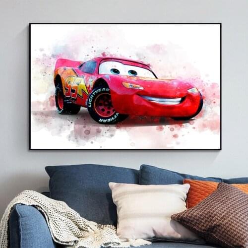 Disney Funny Lightning Mrqueen Cartoon Pixar Cars Animated Canvas Painting Poster and Prints Wall Art Picture for Living Room
