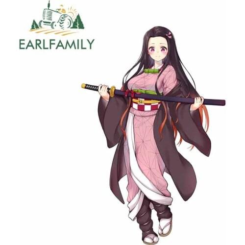 EARLFAMILY 13cm x 8.7cm for Demon Slayer Kamado Nezuko Waterproof Car Bumper Window Stickers Accessories Car Decals Decoration