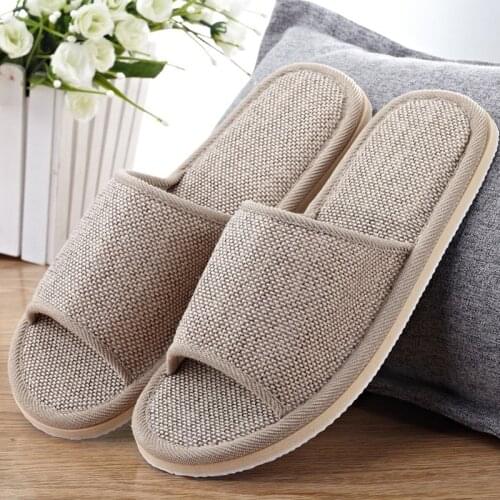 FRALOSHA Unisex Indoor Floor Shoes Natural Linen Household Slippers Summer Womens Mute Sports Slippers Sandals Slippers
