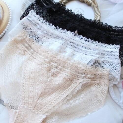 Delicate Full Lace Women Sexy Underwear Solid Cute Lovely Girls Panties Low-Rise Sweet Style Knickers Calcinha Lingerie Breifs