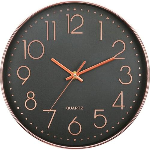 Quartz Wall Clock Rose Gold Silent Hanging Clock 10 Inch Digital Horloges for Office Living Room Nordic Wall Watch Decor