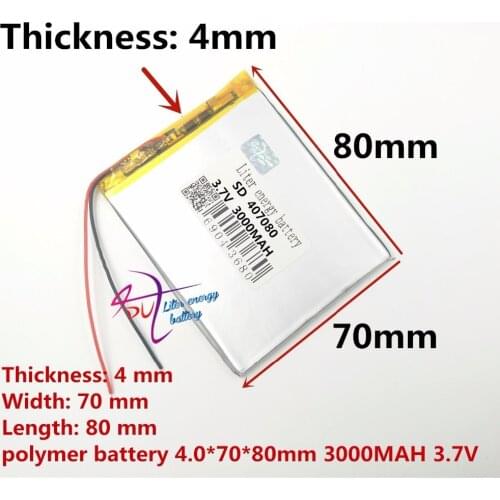 Liter energy battery 1pcs/lot Li-ion battery 407080 3.7v 3000mAh 357080 367080 Lithium Polymer Battery For Mp3 7 inch 8 inch