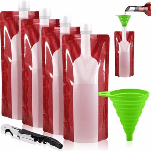 Reusable Portable Wine Bottle Bag Wine Bag Unbreakable Flask Travel Gear Accessories Bag Plastic Foldable Storage