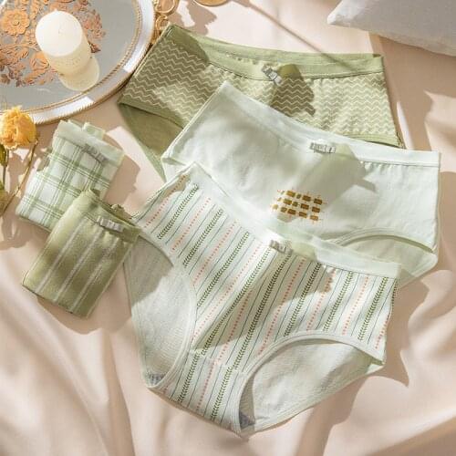 5Pcs/Set Fashion Womens Panties Cotton Breathable Underwear Seamless Cute Bow Print Girls Briefs Comfort Sexy Female Lingerie