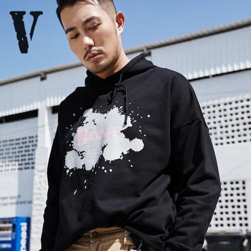 Trendy brand splash ink VLONE Hoodies Sweatshirts big V loose couple hoodie male street hip hop cotton female