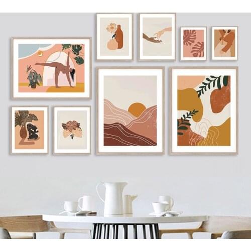 Nude Girl Monstera Mountain Leaf Wall Art Canvas Painting Nordic Posters And Prints Wall Pictures For Living Room Bohemian Decor