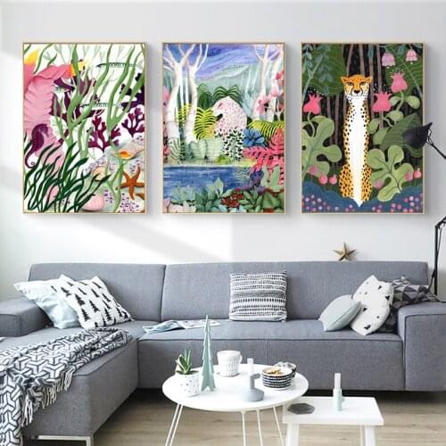 Wall Pictures Bedroom Decoration Tiger Raccoon Giraffe Leopard Morocco Bohemian Nordic Posters And Prints Wall Art Paintings