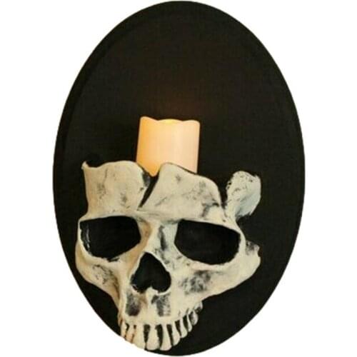 Skeleton Wall Hanging Candle Holder Ornaments Resin Skull Candlestick Holder Halloween Decoration Creative Home Living Room Deco