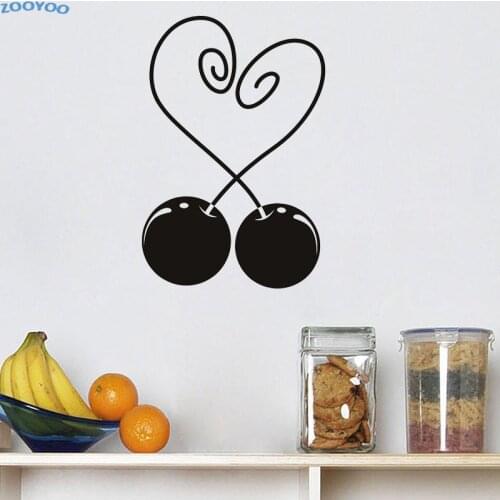 ZOOYOO Heart Shaped Cherries Wall Sticker Fruits Wall Decals Home Decor Wall Art Murals Living Room Decoration