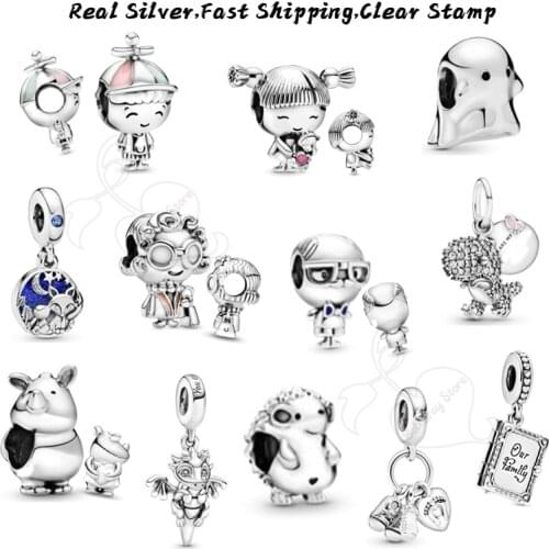 Real 925 Silver Fox Dangles Girls Charms Hedgehog Beads Fits Original Bracelets Bangles Necklaces DIY Jewelry Classic Design