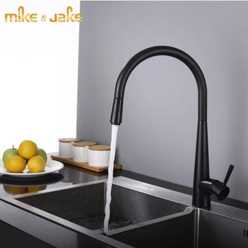 Whole brass matte black kitchen faucet pull down black sink mixer hot and cold single handle pull out kitchen tap