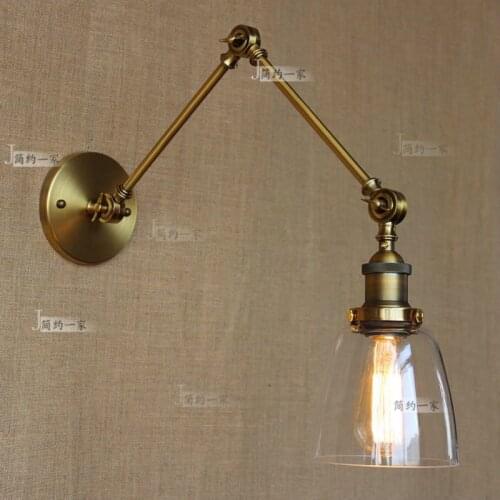 Retro vintage Two Swing Arm Wall Lamp Glass Shade Sconces RH Bedside Light Fixture,Wall Mount Swing Arm Lamps
