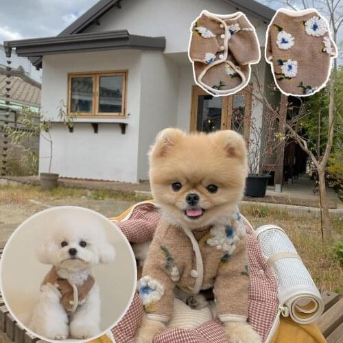 Flower Luxury Dog Clothes for Small Dogs Thicken Pet Coat Winter Girl Dog Outfit Designer Dog Costume Chihuahua Pets Accesorios