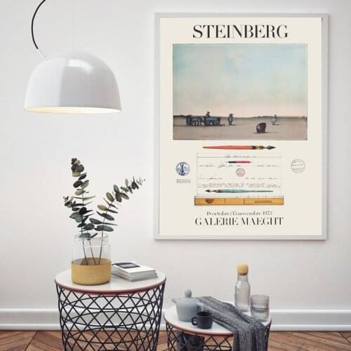Saul Steinberg Art Painting Canvas Prints Vintage Exhibition Poster Galerie Maeght in Paris 1973 Museum Wall Picture Home Decor