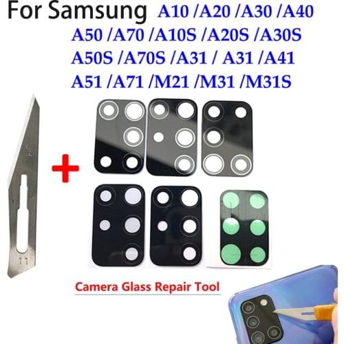 Back Rear Camera Glass Lens For Samsung M51 A10S A20S A12 A10 A20 A30 A30S A40 A50S A70 A31 A41 A51 A71 M21 M31S Repair Tools