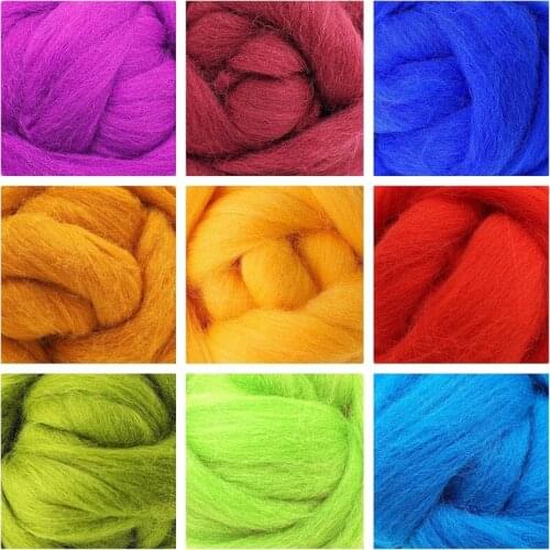 10g (9 Colors) Wool Roving Felting Wool 19 Microns Super Soft Natural Wool Fiber Value Pack for Needle Starter Felting Kit (L)