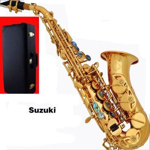 Suzuki Curved Sax Top B Flat Sax Small Saxophone Soprano Adult Children Wind Musical Instruments Free Delivery Soprano Sax Hard
