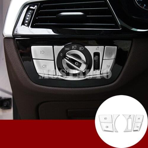 For BMW 5 Series G30 G31 Inner Headlight Switch Button Trim Cover 2017-2020 6pcs Car Accessories Interior Car Decor Car Trim