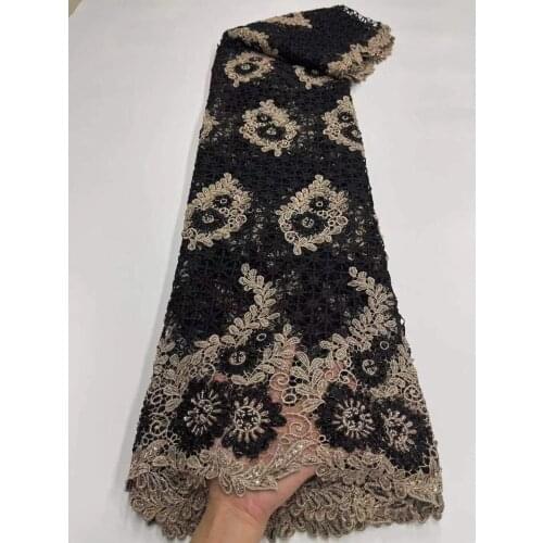 High Quality Mesh Tullle Lace Fabrics With beads Embroidery African Nigerian L-268688 Net Lace Wedding