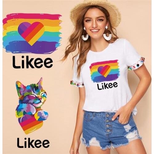 Likee app Funny Heart Heat Transfers Sticker On Clothes DIY Patch A-level Washable Iron On Patches For Clothing T-Shirt Decor